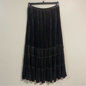 Chico’s Maxi Skirt women’s Size Medium Fudge Brown Velvet Truffle Sevilla Skirt